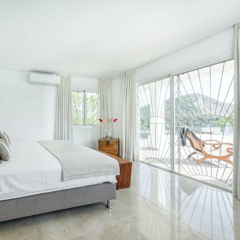 Wake up to mountain views and direct access to the pool