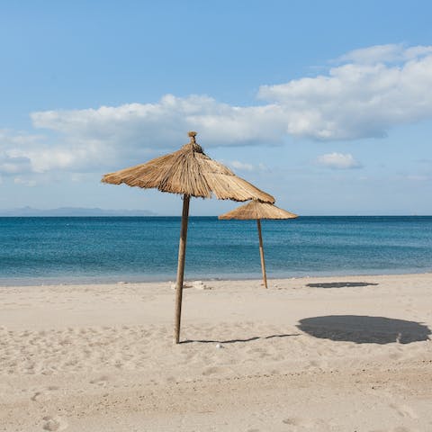 Spend your days on the warm golden sands of Glyfada Beach, 400 metres away