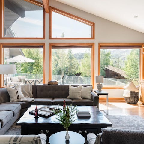 We love the floor-to (super-high) ceiling windows