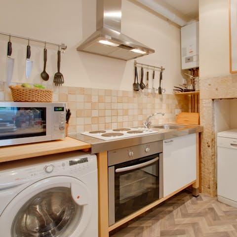 Cook traditional pan haggerty for your family in this homely kitchen