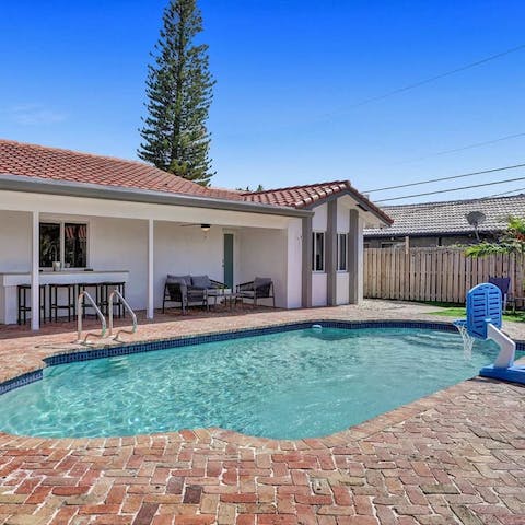 Take a dip in the the private pool 