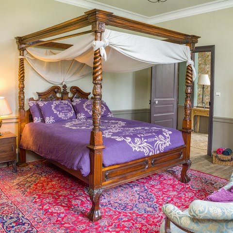 Sleep in the four-poster beds fit for royalty