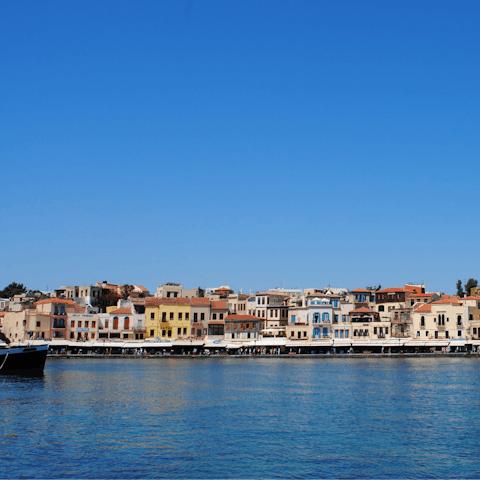 Reach the eclectic city of Chania in just fifteen minutes by car