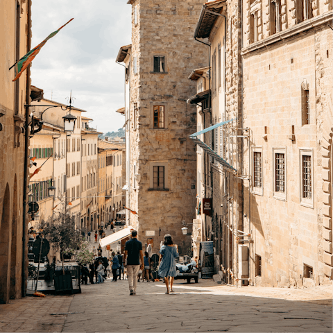 Enjoy scenic strolls through Arezzo – just a forty-minute drive away