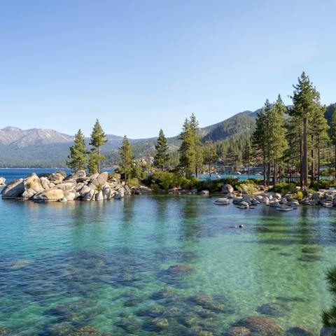 This spectacular home sits on Lake Tahoe