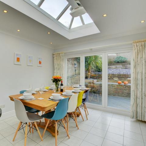 Serve meals in the bright, modern dining area