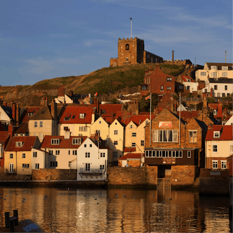 Explore the quaint seaside town of Whitby and its beautiful harbour, a mere six-minute walk away