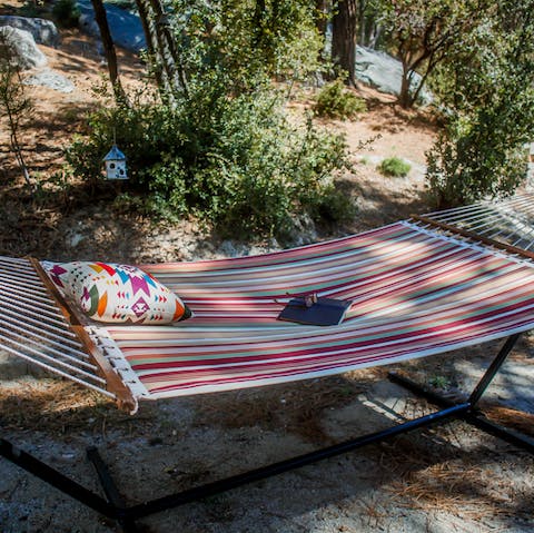 Chill out in the shade on the double hammock