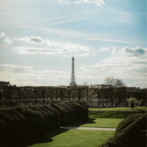 Enjoy the sunshine at Tuileries Garden, moments away