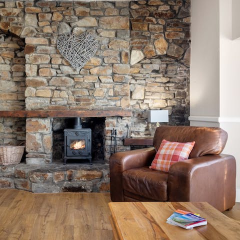Snuggle up in front of the wood-burning fire on chilly nights