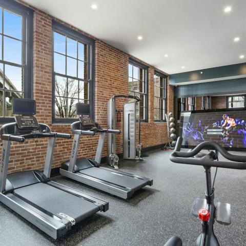 Work on your fitness at the in-building gym