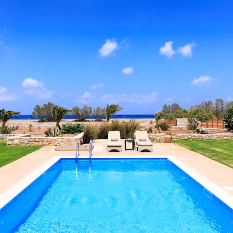 Take a dip in this private pool after driving twenty minutes into monastery-dotted Sitia 