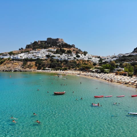 Drive ten minutes to the picture-perfect village of Lindos