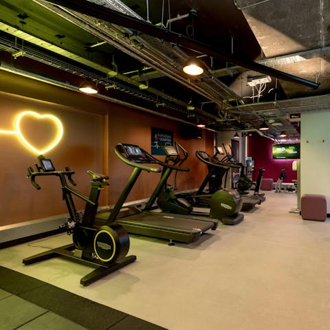 Get a workout in at the shared gym