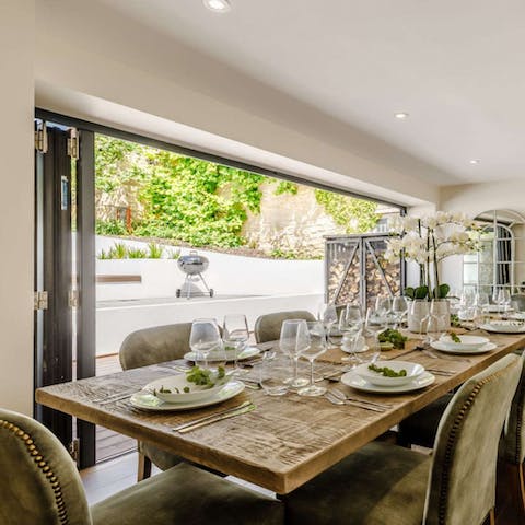 Throw open the glass doors on sunny afternoons and turn the dining room into a covered terrace