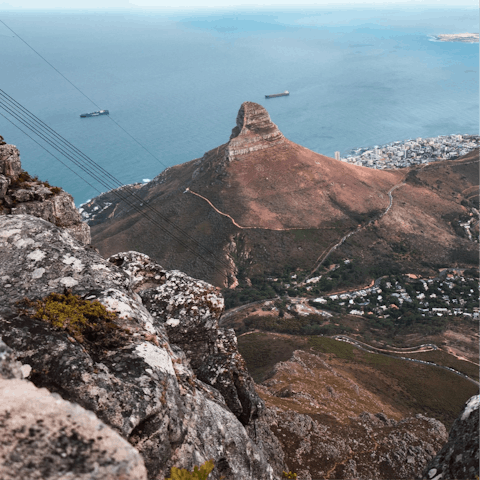 Head up Table Mountain via the Aerial Cableway, around a fifteen-minute drive away