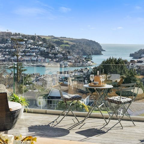 Pop open a glass of bubbly and drink in the stunning views over the River Dart