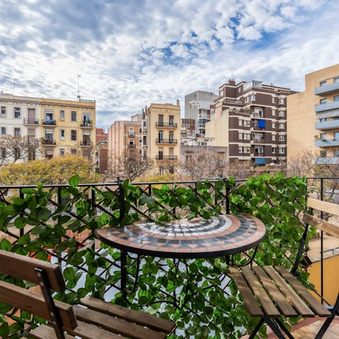 Sit out with a café con leche in the morning on the private balcony