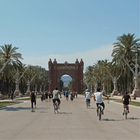 Visit the iconic Arc de Triomf, a short drive or bus ride from your doorstep