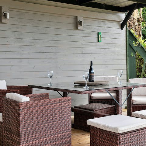 Cook up dinner on the barbecue and enjoy your efforts on the covered terrace