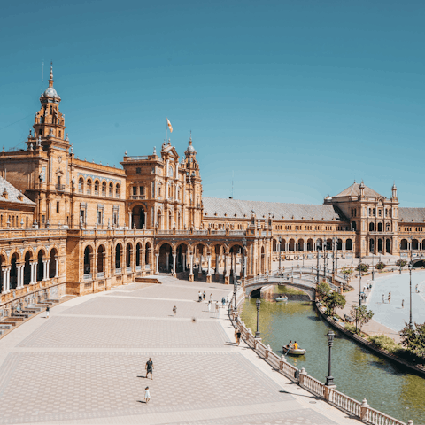 Stay just a fifteen-minute walk from Seville's beautiful Plaza de España