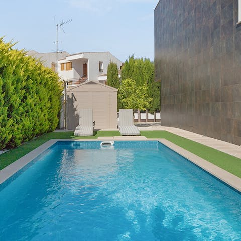 Cool off in the home's private pool