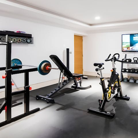 Keep up your workout routine in the private gym
