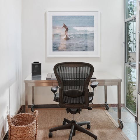 Hop on a Zoom call in the private study, the perfect spot to work from home