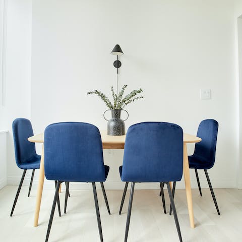 Gather for meals in the open-plan dining area