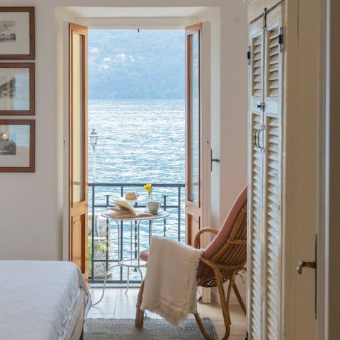 Take in the beautiful lake views from the bedroom