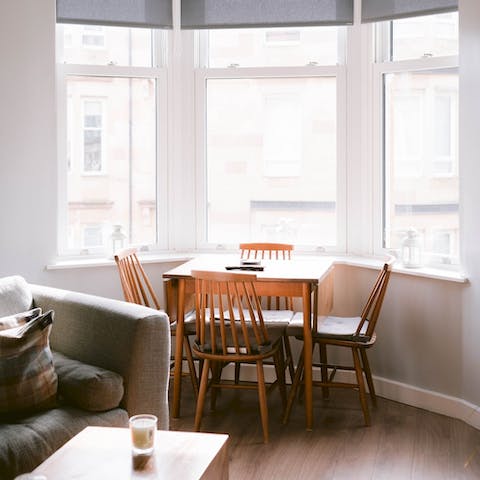 Begin the morning with breakfast in the bay window