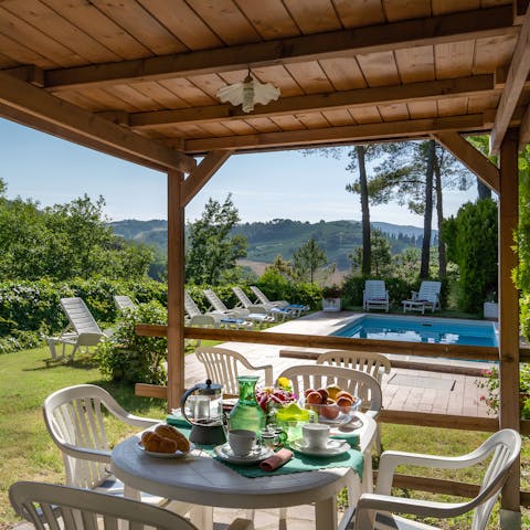 Drink in the countryside views over an alfresco breakfast on the terrace
