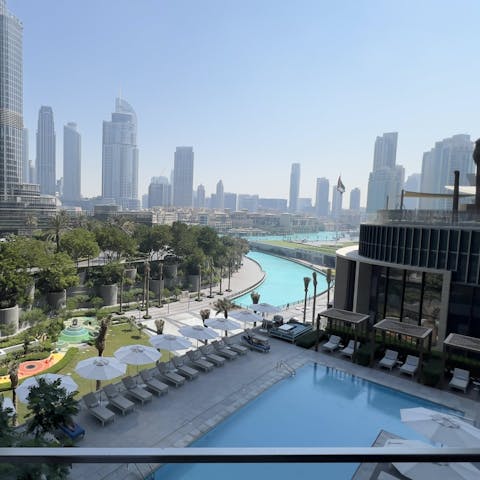 Cool off from the Dubai heat with a swim in the outdoor pool
