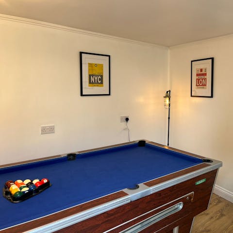 Make things tasty with a small wager on a game of pool in the outbuilding