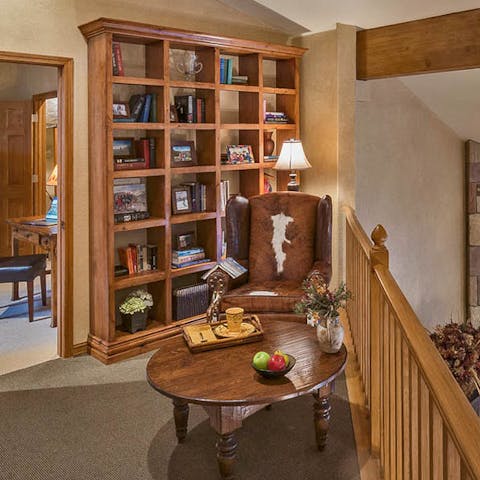 Enjoy a moment of quiet in the upstairs reading nook