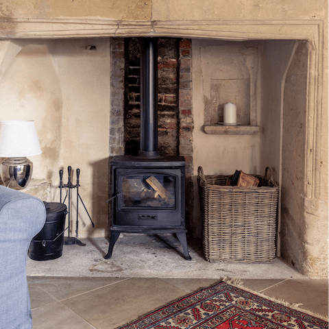 Spend chilly evenings snuggled up by the wood-burning stove