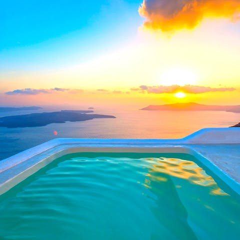 Enjoy a sunset dip in the plunge pool as you admire the view