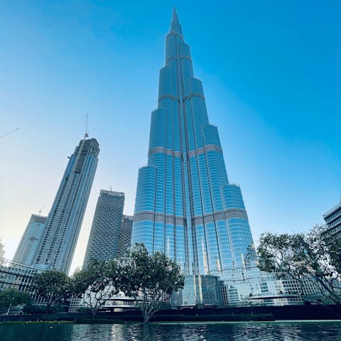Visit the unmistakable Burj Khalifa, reached in ten minutes by car