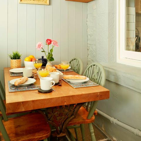 Gather around the country house-style dining table for hearty breakfasts at home, preparing you for a big day ahead