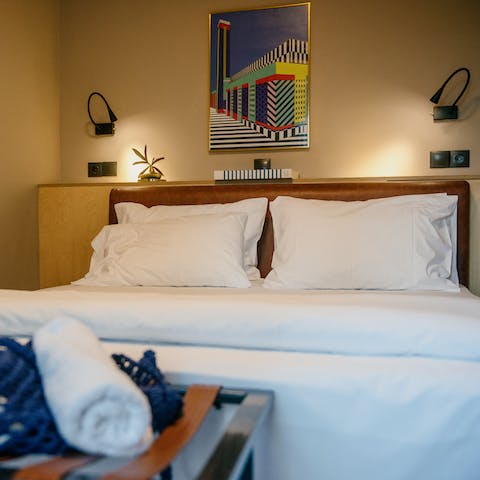 Get into the cosy double bed at the end of lovely days roaming around Athens