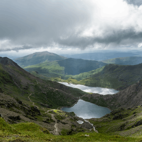 Hike through the unspoiled landscapes of Snowdonia National Park, a short drive away
