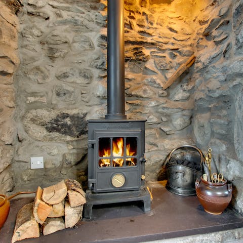 Dry your wet weather gear by the fire after a day hiking through the hills