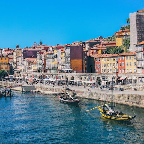 Stay in the centre of Porto, a fifteen-minute walk from the Douro River