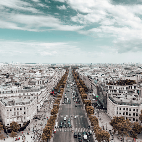 Stroll along the Champs-Elysées, five minutes away