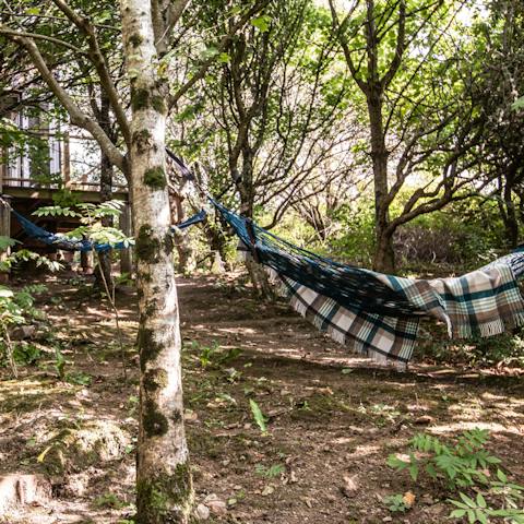 Swing with a book on the hammock