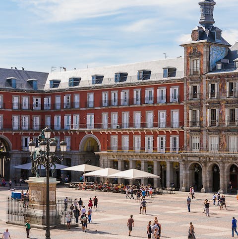 Soak up the atmosphere of staying within one of Madrid's most famous landmarks – Plaza Mayor is right outside your door