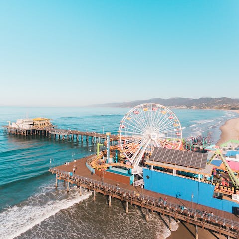Visit the storied Santa Monica Pier, thirty minutes away by car