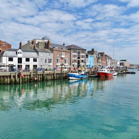 Make the thirty-minute drive to bustling Weymouth