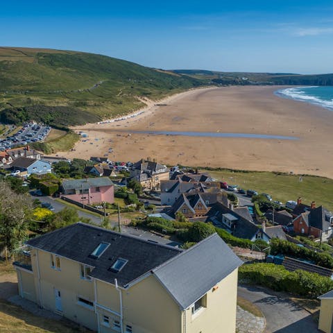 Give surfing a try along Woolacombe’s shores – just a five-minute stroll away