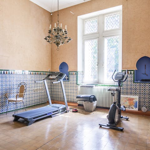 Exercise in the private fitness room